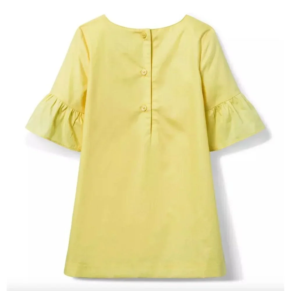 Janie & Jack Sunshine AERIN Embroidered Poplin Shift Dress Yellow Girls Size 6
